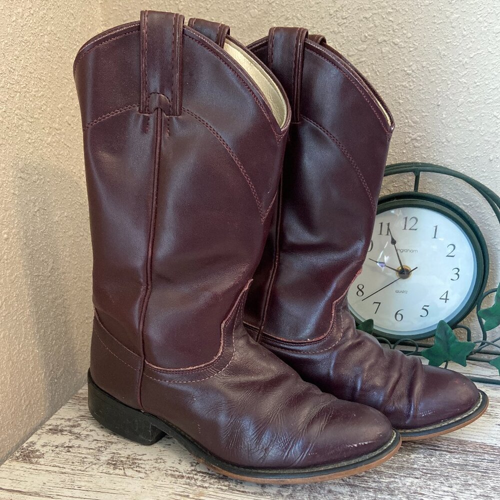 Laredo Leather Cowgirl Boots Western Rodeo Wine Purple 5.5